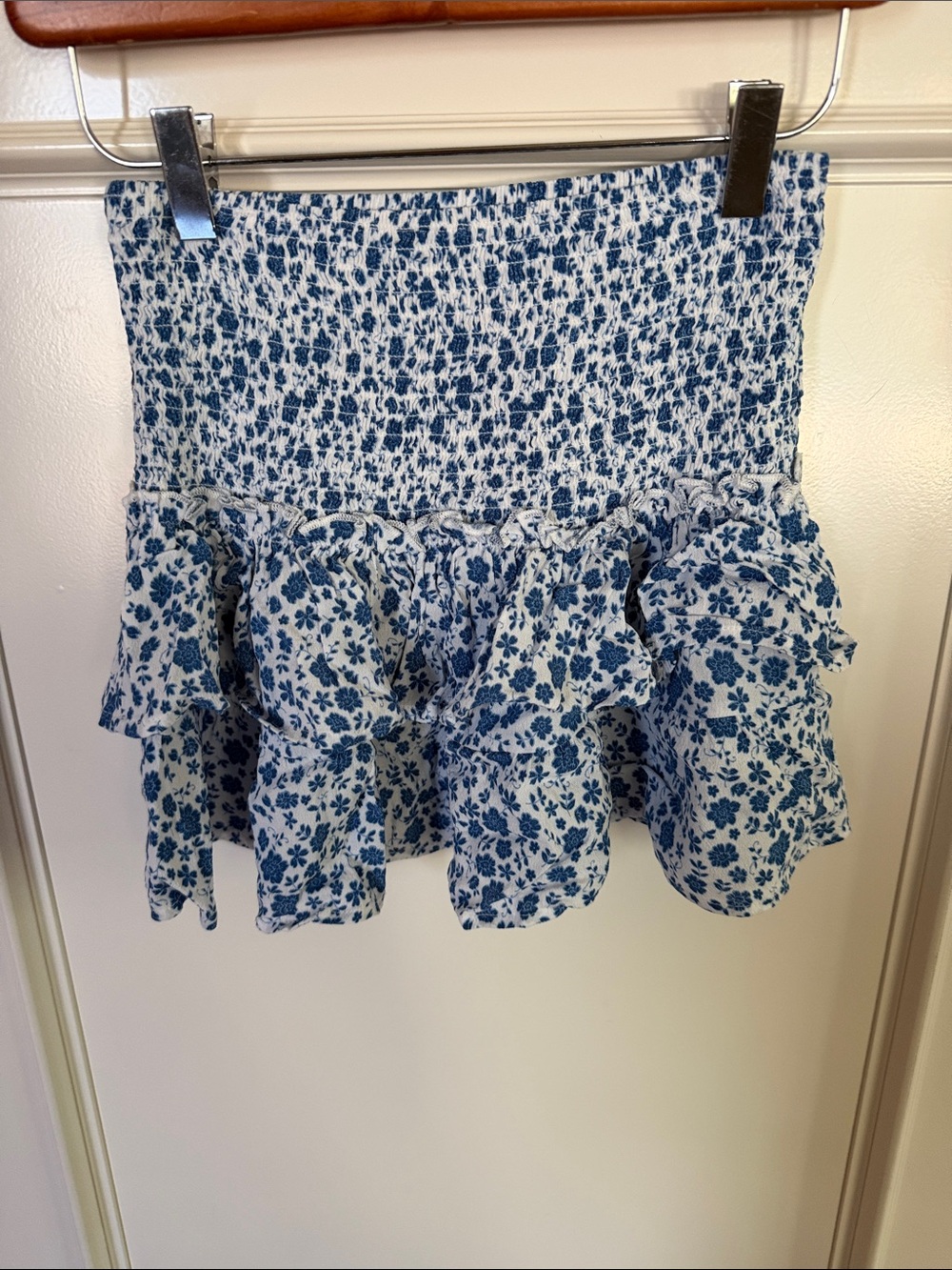 Two Sky to Moon Smocked Ruffled Floral Mini skirts
